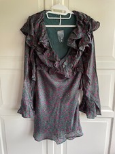 Free People Sweetest Thing Mini Boho Floral Dress, Green, UK 10, RRP $128