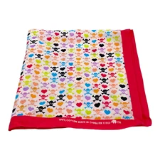 100% Cotton Handkerchief Bandana Pink Hearts Skull Crossbones RN 13962 NWOT