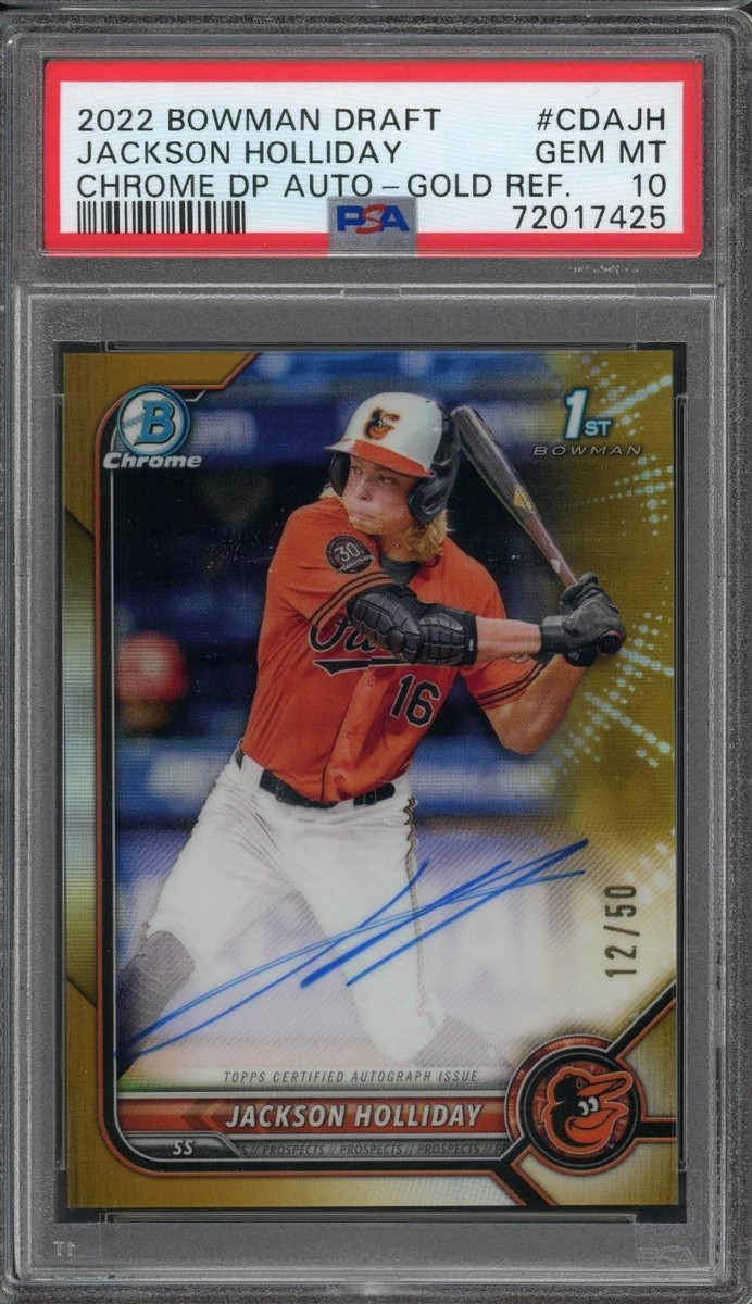 2022 Bowman Chrome Draft Jackson Holliday Auto Gold Refractor /50 