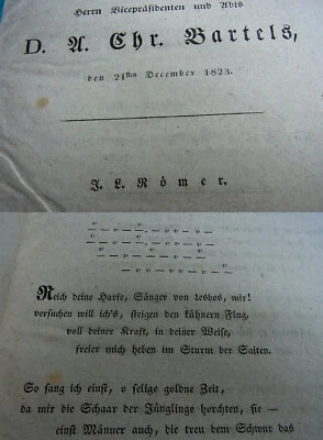 Jacob Ludwig RÖMER: Kleindruck 1823, Gedicht Jubiläum Abt BARTELS, Riddagshausen - Bild 1 von 4