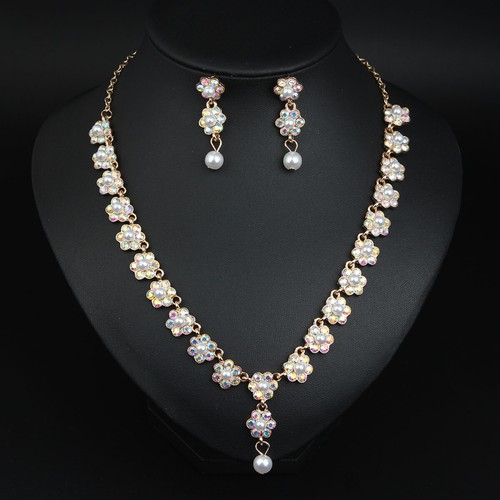 Vintage Women Crystal Rhinestone Choker Necklace Earrings Jewelry Set Statement - Picture 33 of 37