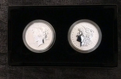 2023-S Reverse Proof $1 Morgan  Peace Silver Dollar 2pc Set Box OGP Certificate
