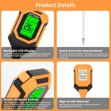 4-In-1 Soil Moisture Meter Digital PH Meter/Soil Moisture/Plant Temperature/S...