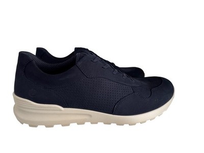 Ecco Men CS25 Lace Up Low Cut Sneaker Leather Shoe Fluidform Footbed Marine 10