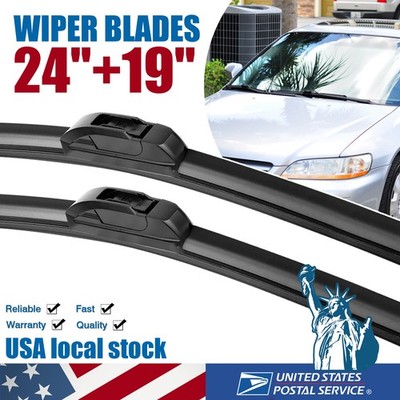 2Pcs Front Windshield Flat Wiper Blade For VW Jetta 5 A5 2006-2011 24''+19''