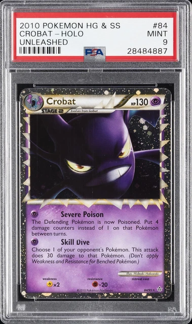 2010 POKEMON HEARTGOLD & SOULSILVER UNLEASHED #84 CROBAT-HOLO PSA 9