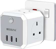Multi Plug Adapter with 3 USB, 4 Way Multi Plug Extension USB C Wall Socket
