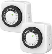 BN-LINK Innen Zeitschaltuhren Stecker mechanisch 2 Zinken 24 Stunden Mini Lampe Zeitschaltuhren 2er Pack