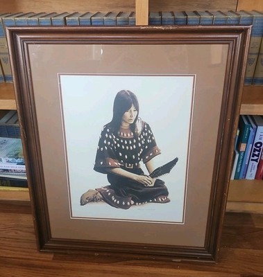 James Bama Print Sioux Indian With Eagle Feather 443/1250 Vintage 1982 COA