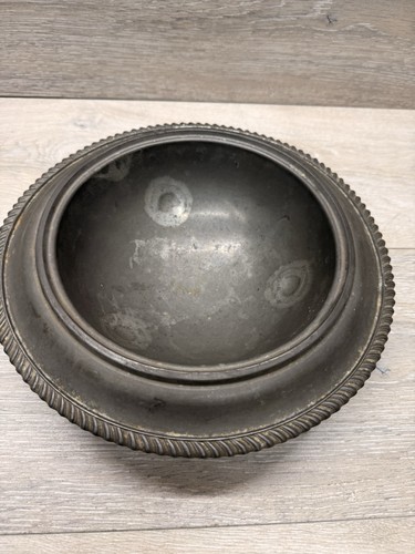 Antique Victorian Cigar Ashtray Silver Plated Round 10” With Lid - Patina - Picture 4 of 10