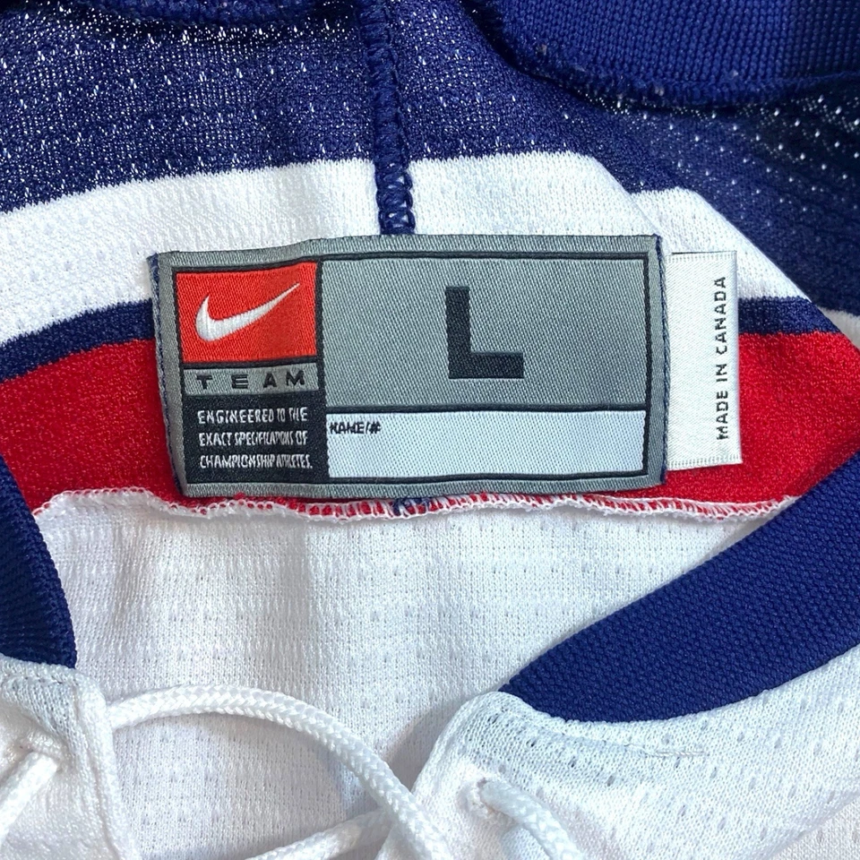 ВИНТАЖНЫЙ Nike команды США хоккей Джерси мужской размер большой белый выезд Олимпийских игр Америки - Изображение 4 из 4