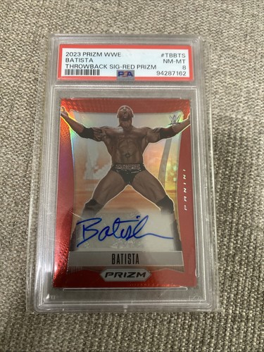 2023 Prizm WWE Batista #TB-BTS Throwback Signatures Premium Set /99 PSA 8