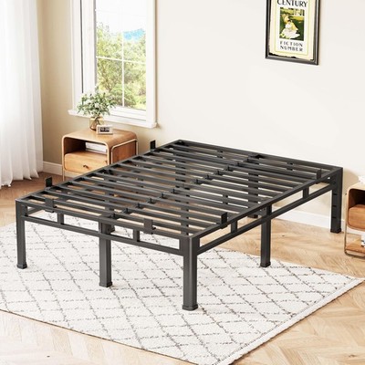 14 Inch King Bed Frame, Double Layer Metal Bed Frame with Round Corner Legs, ...
