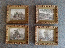 4 Bartolozzi/Zocchi 19th Century Hand Colored Framed Etchings Engraving Prints