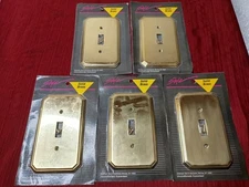(5) Vintage American Tack Hardware Wall Plate Switch Plate 64T Solid Brass