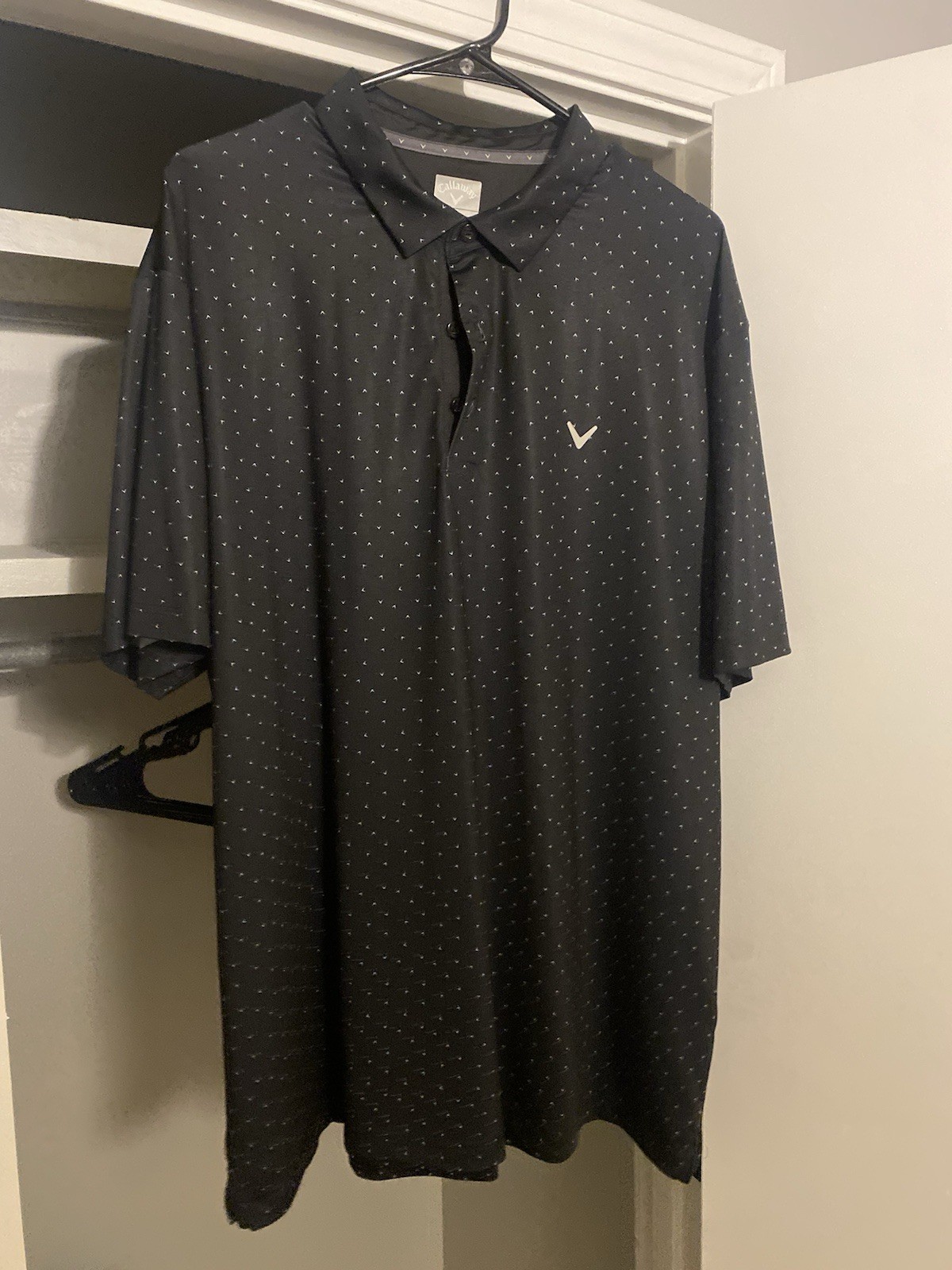Callaway Opti-Dri Moisture Wicking Men's XL Black Geometric Golf Polo Shirt