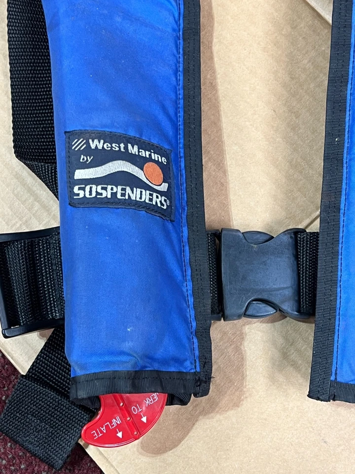 Chaleco salvavidas inflable automático/manuel West Marine SOSPENDERS 38ASTD azul Foto 4 de 4