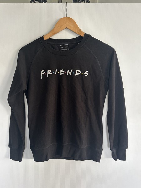Friends TV Show Graphic Sweatshirt Small Black Crewneck Logo