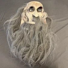 VTG 1999 Paper Magic Group Old Man Mask Rubber/Latex W/ Long Gray Hair Halloween