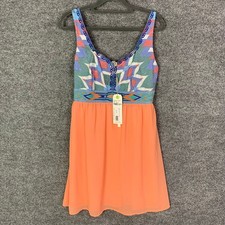 NEW Young Threads Chiffon Bottom/Knit Top Dress Boho Embroidered SZ M