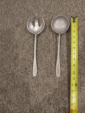 Vintage  Cast Aluminum Salad Servers Vintage 1990's Plain Pattern 11” 
