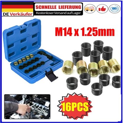 16tlg Zündkerzen Gewinde Reparatur Satz M14x1.25 Ersatzgewinde Bohrer Gewinde