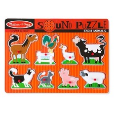 Melissa and Doug Farm Animals Sound Puzzle, 8 Animals with Sound - New, Sealed