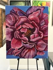 “Majestic Magenta” Flower Bloom Painting 16 X 20” Not A Print