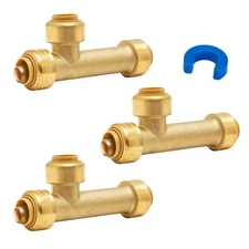1/2 Inch Slip Tee, Repair Fittings, No Lead Brass Push-to-Connect Plumbing to