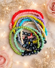 Personalised Name Stretch Bracelet  Beaded Bracelet Birthday Gift for Girl