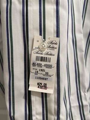 NWT Vintage Brooks Brothers Dress Shirt 1990's Size 16 - 33