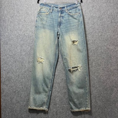 Arizona Jean Co Low Rise Dad Jeans Distressed Ripped Denim Light Wash Size 4