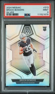 2024 PANINI MOSAIC SILVER PRIZM #313 BROCK BOWERS RC PSA 9