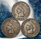 1906 1907 1908 INDIAN HEAD CENTS   EARLY COPPER PENNIES  LOT OF 3 COINS