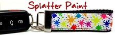 Splatter Paint Key Fob Wristlet Keychain 1 1/4"wide Zipper pull Camera strap 