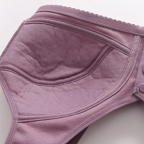 Seamless Bra Front Opening Button Ladies No Wire Push Up Cotton Soft Brassiere ↕ - Picture 8 of 27