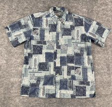 Reyn Spooner Mens Shirt M Hawaiian Tiki Blue Tropical Print Camp Aloha USA Made