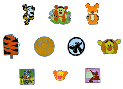 Tigger Themed 5 Pin Set Disney World Park Trading Pins Winnie the Pooh Brand New