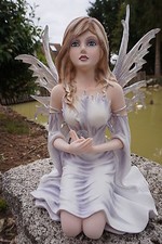 15486  GRANDE    FIGURINE  STATUETTE FEE  ELFE  ANGE  BLANC    HEROIC  FANTASY