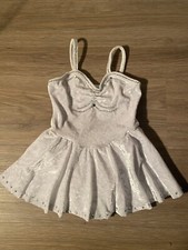 Figure skating dress white velvet crystals girls sz 5/6