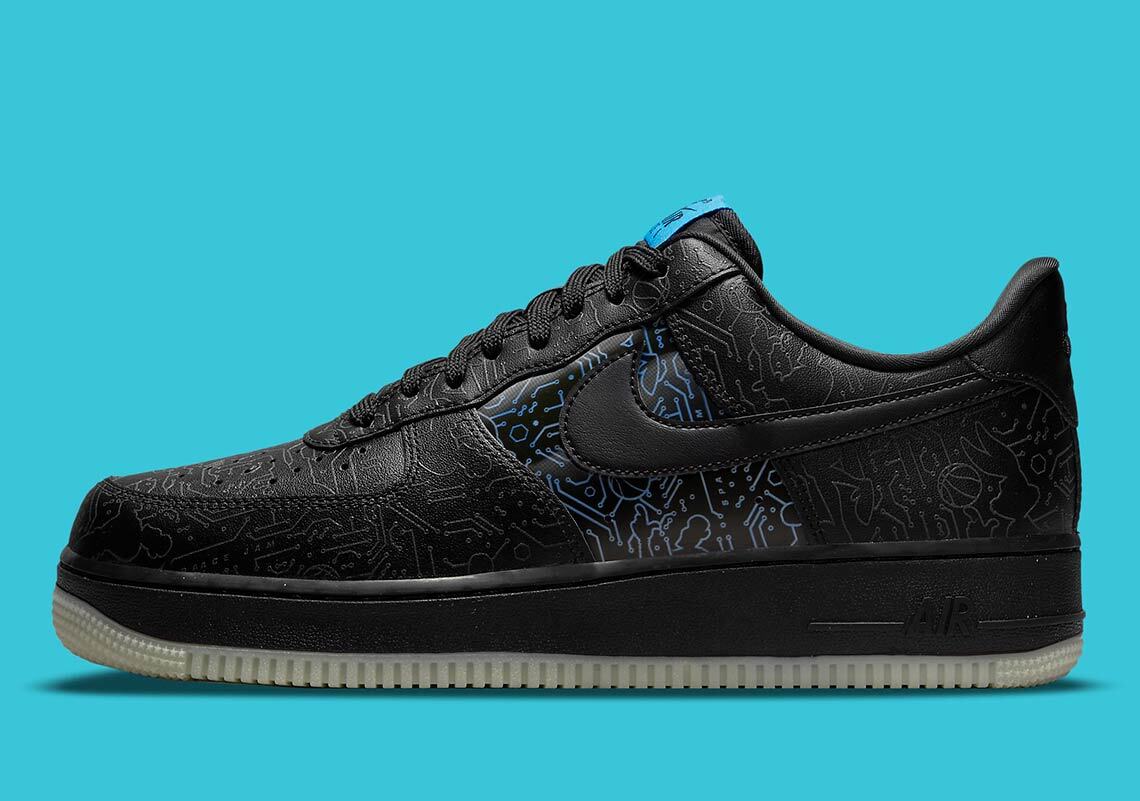 Кроссовки Nike Air Force 1 07 Low Computer Chip Space Jam Черные, синие DH5354-001 sz 15 мужские