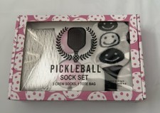 NEW WOMEN PICKLE BALL SOCK TOTE BAG BOX 3 CREW SOCKS 1 TOTE BAG SIZE 9-11