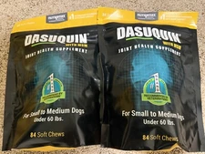 2X NUTRAMAX DASUQUIN 84 CHEWS SMALL MEDIUM DOG EX Dates  6-27