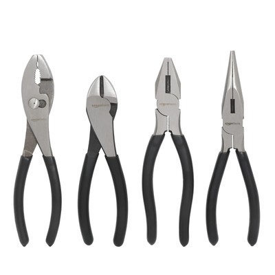 Amazon Basic Zangen Set Zange Set 4 Stück Set Schwarz und Silber