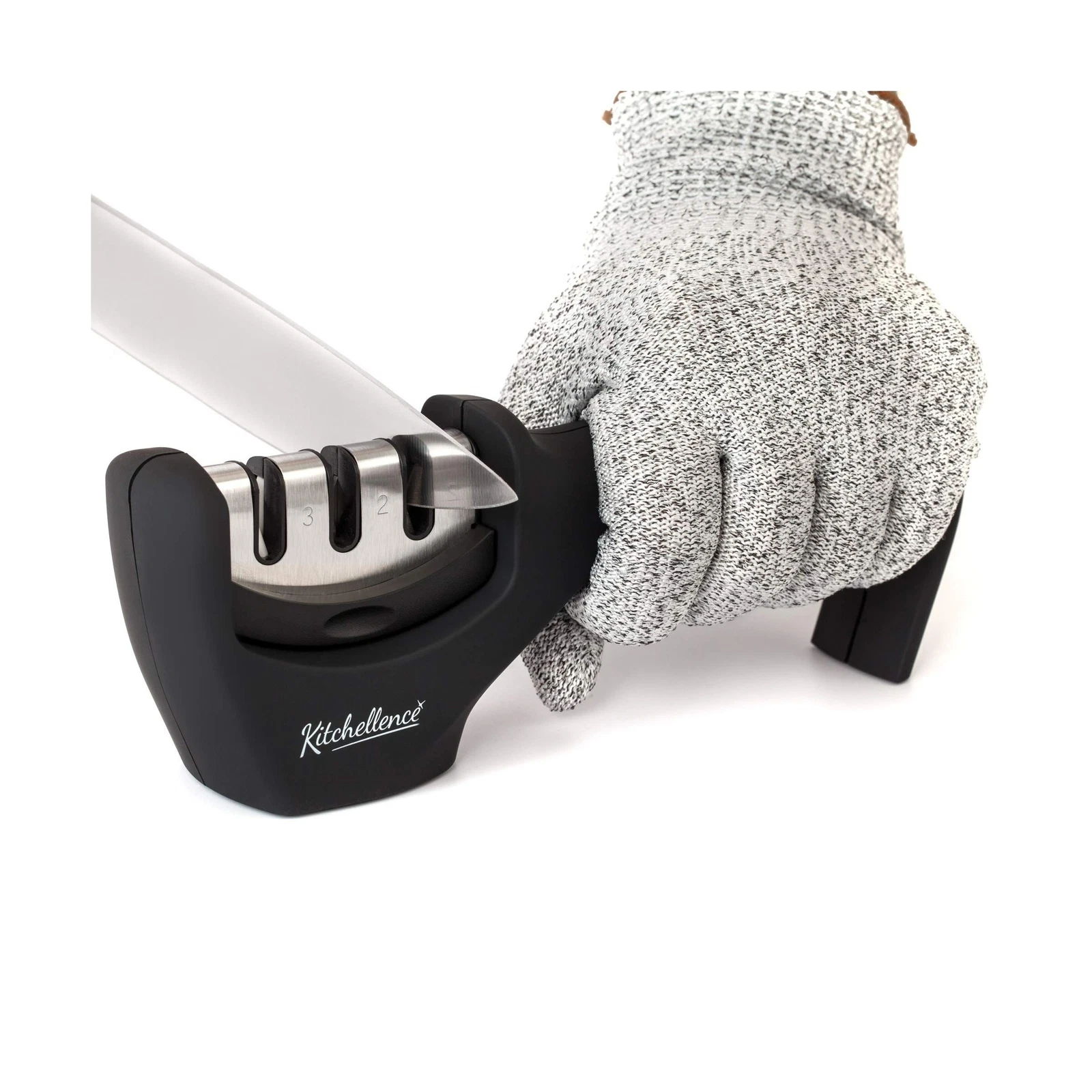 4-in-1 Kitchen Knife Accessories: 3-Stage Knife Sharpener Helps Repair, Resto...