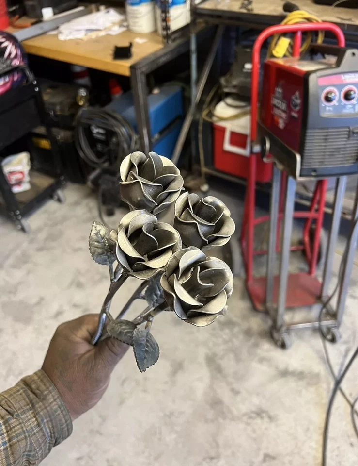 hand crafted welded, metal Single Rose By Mr. Welder,LLC - Image 2 of 4