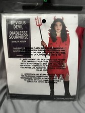 Devious Devil Costume Red Dress with Horns Accessories Size Medium BRAND NEW