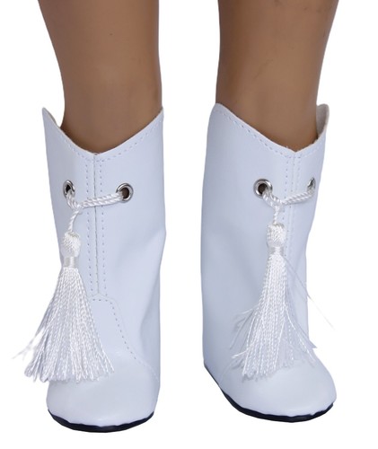 White Majorette Boots with Tassels fit 18" American Girl Size Doll - Picture 2 of 4