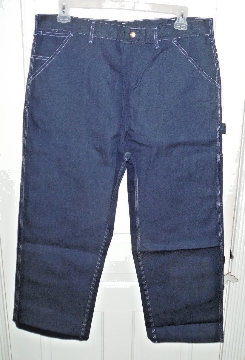 NEW Mens Vtg USA TOUGHSKINS Union Made Heavy Denim Blue Carpenter Jeans