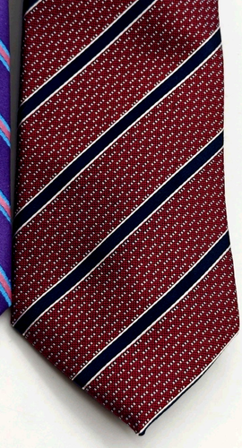 LKNW LOT of 2 TED BAKER Purple/Pink/Teal Red/Navy Silk Ties Stripes - Picture 3 of 4